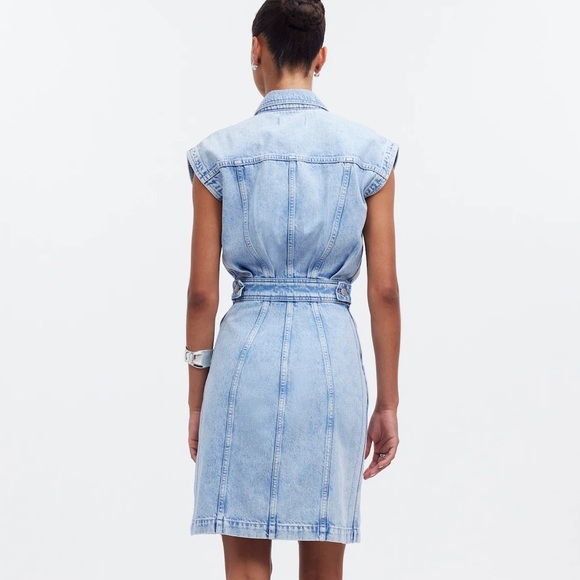 Madewell NWOT Denim Cap-Sleeve Shirtdress in Aquino Wash Size 8 - Picture 4 of 10